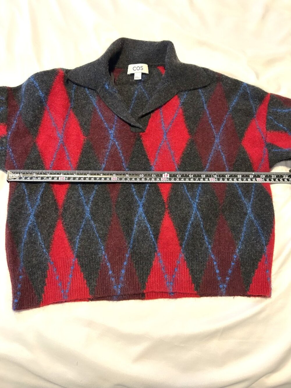 COS wool blend argyle crop sweater, size XS - Picture 7 of 10
